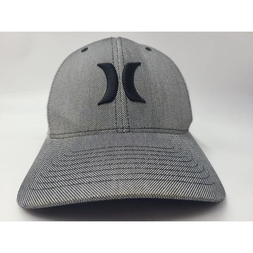 Hurley Flex Fitted (Seems M-L) Hat Cap Surf Skate Skateboard Logo Men Gray Black